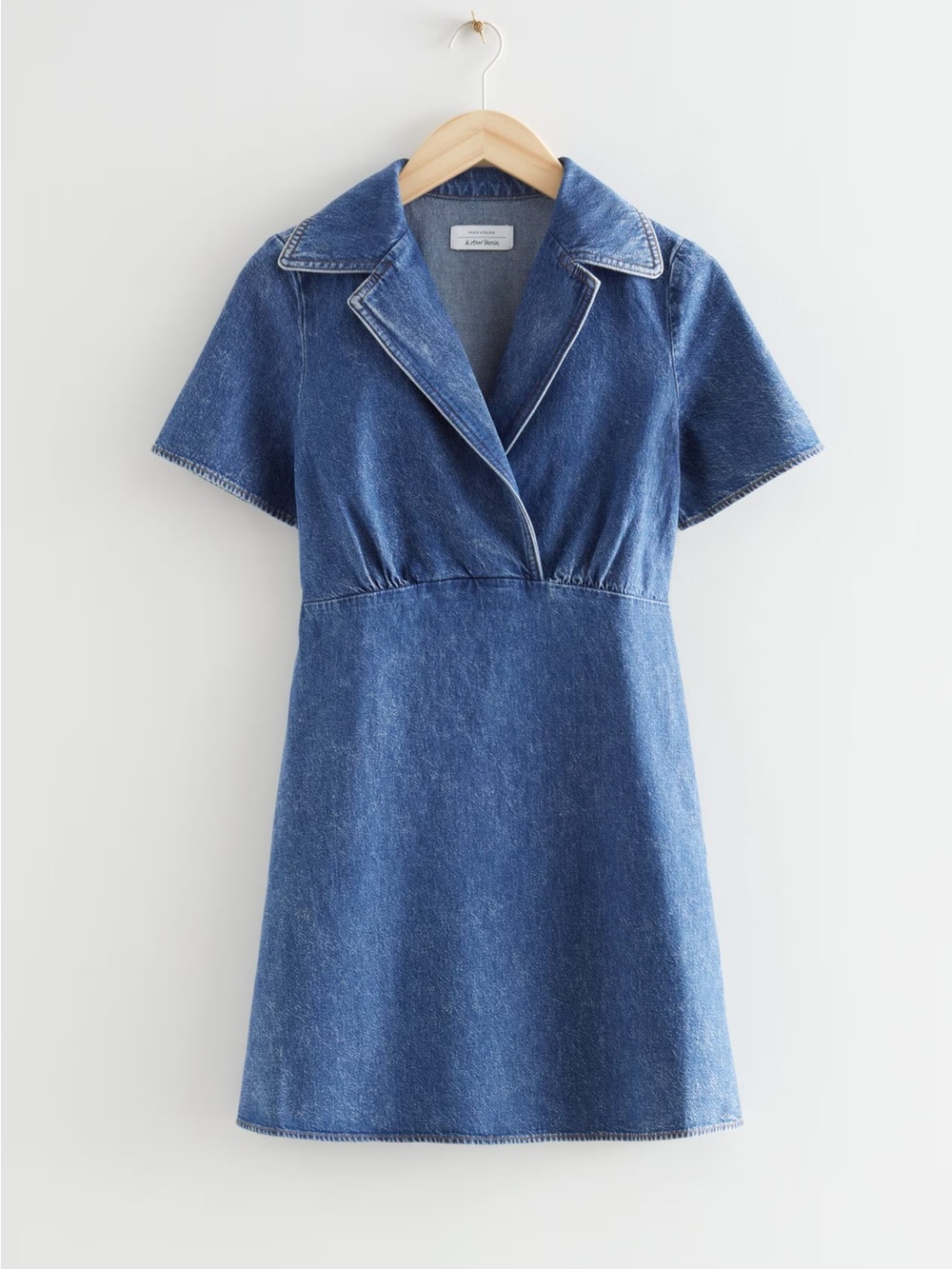 & Other Stories Blue Denim Belted Mini Dress